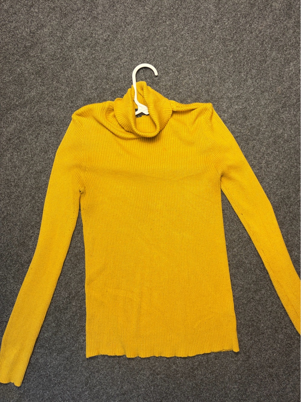 Ambiance Ribbed Mustard Cowl Neck Sweater